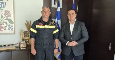 Συνάντηση εργασίας του Θ. Βερούτη με τον Διοικητή Πυροσβεστικών Υπηρεσιών Λακωνίας Αθανάσιο Πλαντζά