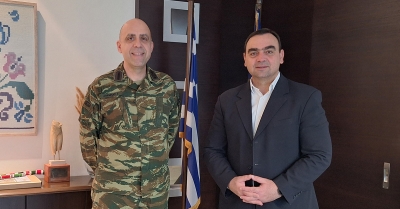 Εθιμοτυπική επίσκεψη στον Αντιπεριφερειάρχη Λακωνίας του νέου Ανώτερου Διοικητή Φρουράς Λακωνίας, Ταξίαρχου Γεωργίου Ζορμπά