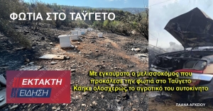 Με εγκαύματα ο μελισσοκόμος που προκάλεσε τη φωτιά στον Ταΰγετο | Κάηκε ολοσχερώς το αγροτικό του όχημα