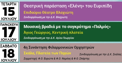 Το «Μένουμε Ευρώτα» ενώνει Βλαχιώτη, Άγιο Γεώργιο και Σκάλα με ξεχωριστές βραδιές θεάτρου και μουσικής